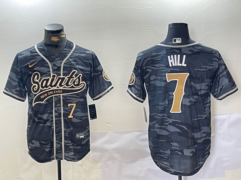 Men New Orleans Saints #7 Hill Camo Joint Name 2024 Nike Limited NFL Jersey style 2